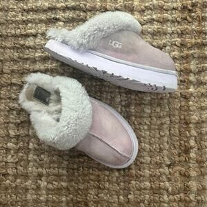 UGG Shearling Slippers Lilac Pink Suede Women’s 9 Runs Small Worn